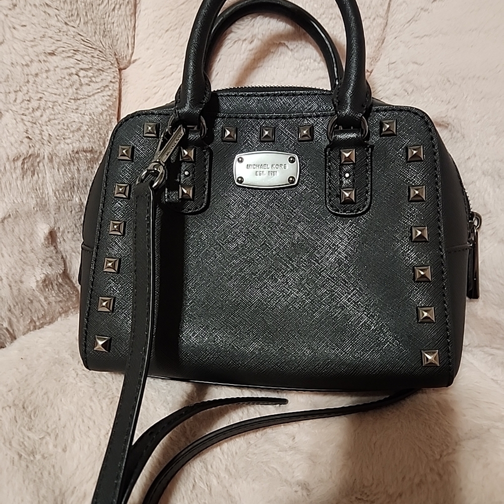 Michael Kors Black Studded Satchel